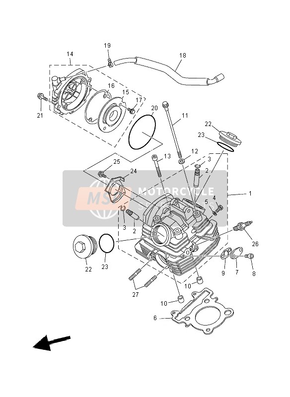 Yamaha YFM250R 2012 Cylinder Head for a 2012 Yamaha YFM250R