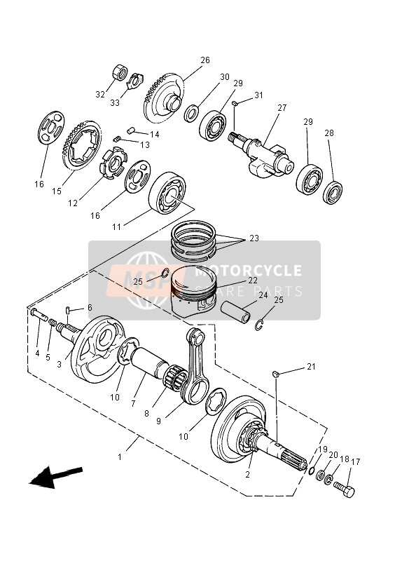 Yamaha YFM350R 2012 Vilebrequin & Piston pour un 2012 Yamaha YFM350R