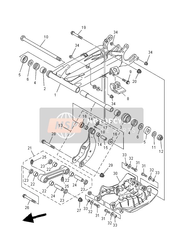 Yamaha YFM350R 2012 Bras arrière pour un 2012 Yamaha YFM350R