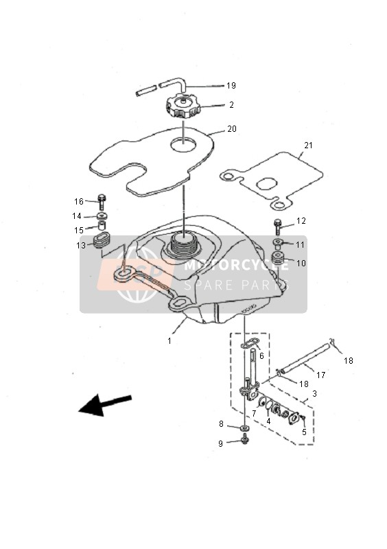 Yamaha YFS200 BLASTER 2001 Depósito de combustible para un 2001 Yamaha YFS200 BLASTER