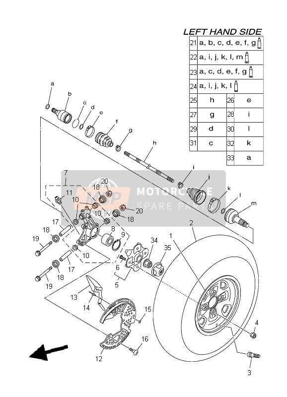 Yamaha YFM550F GRIZZLY EPS 4x4 2012 Ruota posteriore per un 2012 Yamaha YFM550F GRIZZLY EPS 4x4