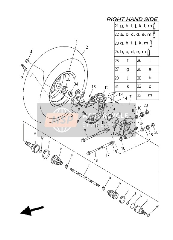 Yamaha YFM550F GRIZZLY EPS 4x4 2012 Ruota posteriore 2 per un 2012 Yamaha YFM550F GRIZZLY EPS 4x4