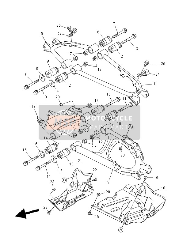 Yamaha YFM550F YAMAHA BLACK 2012 Brazo trasero para un 2012 Yamaha YFM550F YAMAHA BLACK