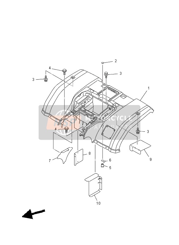 Yamaha YFM450F GRIZZLY EPS 4x4 2012 Guardabarros trasero para un 2012 Yamaha YFM450F GRIZZLY EPS 4x4