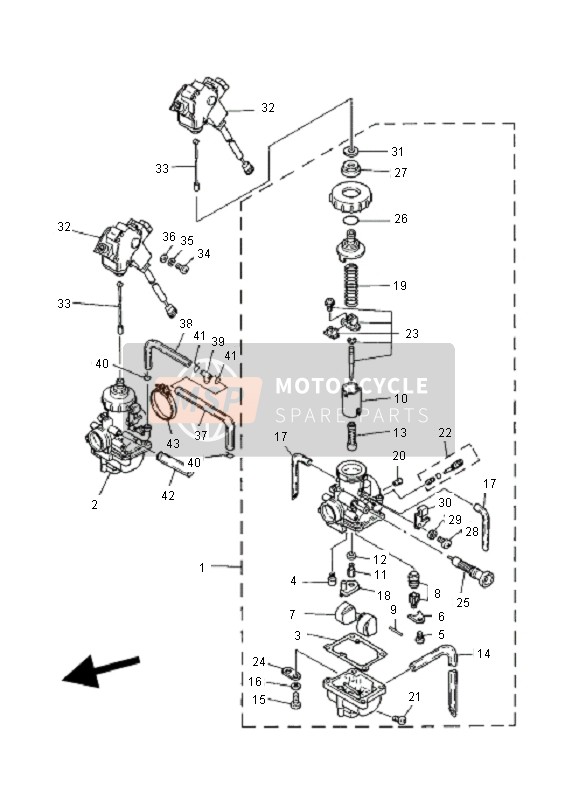 Yamaha YFZ350 BANCHEE 2001 Carburettor for a 2001 Yamaha YFZ350 BANCHEE