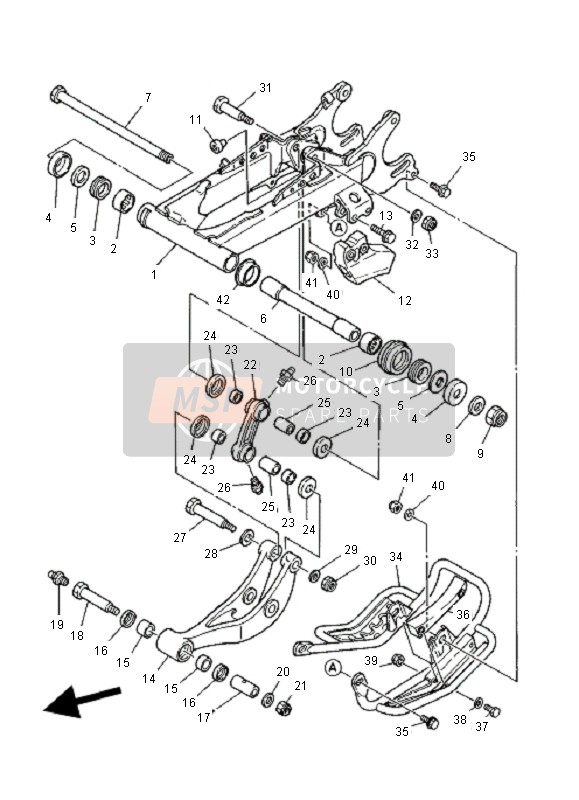 Yamaha YFZ350 BANCHEE 2001 SCHWINGE HINTEN für ein 2001 Yamaha YFZ350 BANCHEE