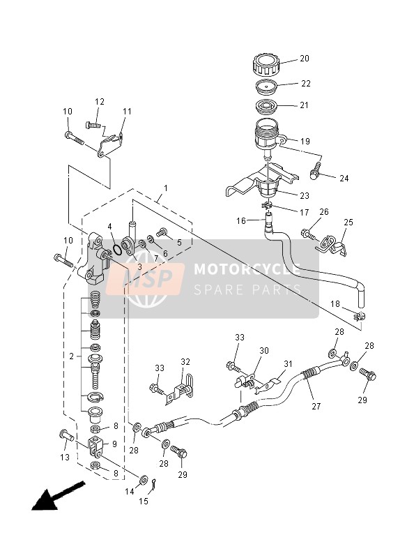 Yamaha YFZ450R 2012 HAUPTZYLINDER HINTEN für ein 2012 Yamaha YFZ450R