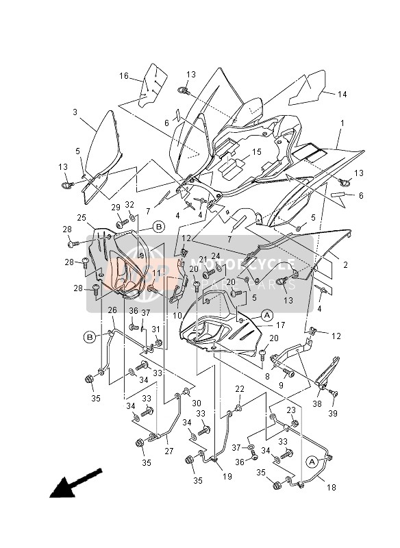 18PW216B5000, Rear Fender Comp.2, Yamaha, 0