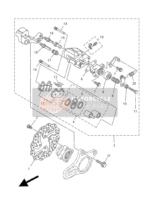 Yamaha YFZ450R SE 2012 Pinza freno posteriore per un 2012 Yamaha YFZ450R SE