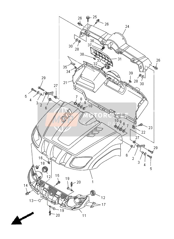 Yamaha YXR700F 2012 VORDERER KOTFLÜGEL für ein 2012 Yamaha YXR700F