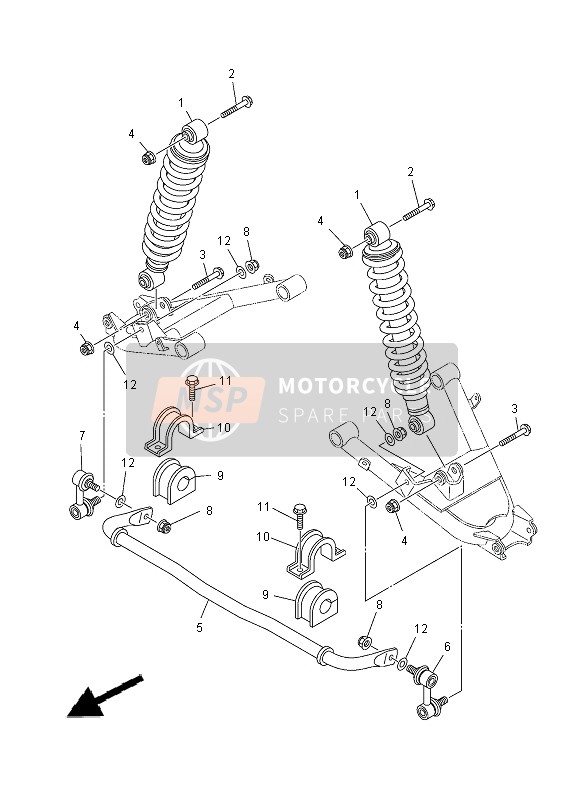 Yamaha YXR700F 2012 Suspensión trasera para un 2012 Yamaha YXR700F