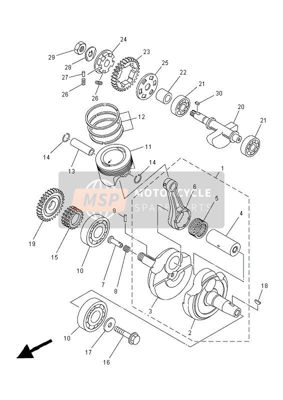 Yamaha YFM250R RAPTOR 2013 Crankshaft & Piston for a 2013 Yamaha YFM250R RAPTOR