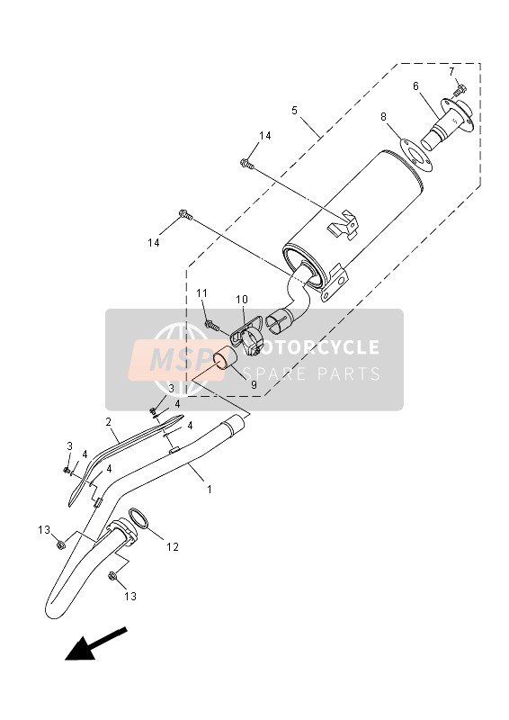 Yamaha YFM250R RAPTOR 2013 Uitlaat voor een 2013 Yamaha YFM250R RAPTOR