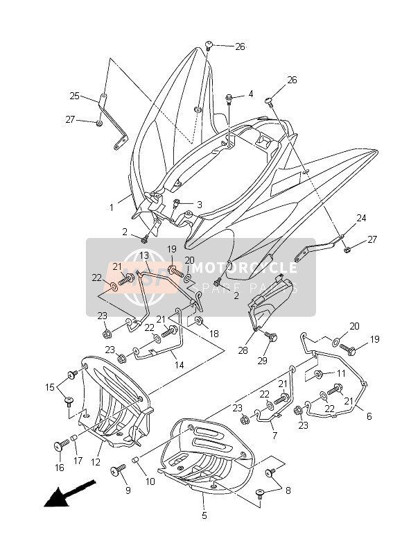 Yamaha YFM250R RAPTOR 2013 Rear Fender for a 2013 Yamaha YFM250R RAPTOR