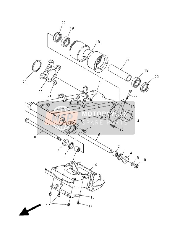 Yamaha YFM250R RAPTOR 2013 Rear Arm for a 2013 Yamaha YFM250R RAPTOR