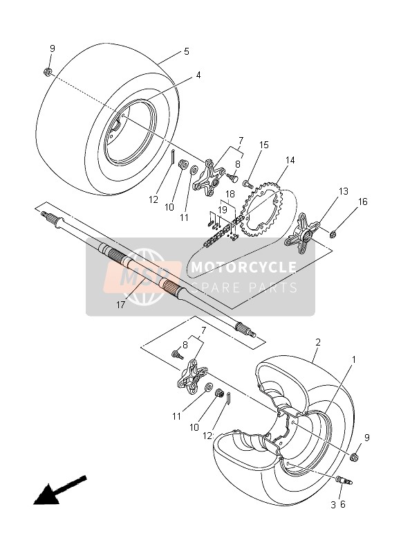 Yamaha YFM250R RAPTOR 2013 Rueda trasera para un 2013 Yamaha YFM250R RAPTOR