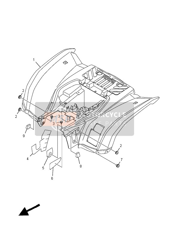 Yamaha YFM300F GRIZZLY 2x4 2013 Rear Fender for a 2013 Yamaha YFM300F GRIZZLY 2x4