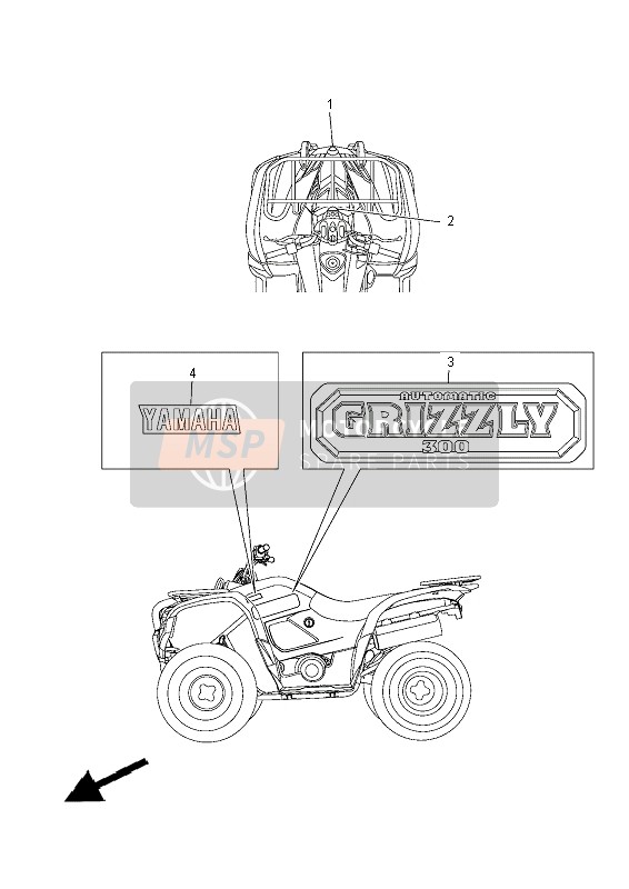 Yamaha YFM300F GRIZZLY 2x4 2013 Stickers voor een 2013 Yamaha YFM300F GRIZZLY 2x4