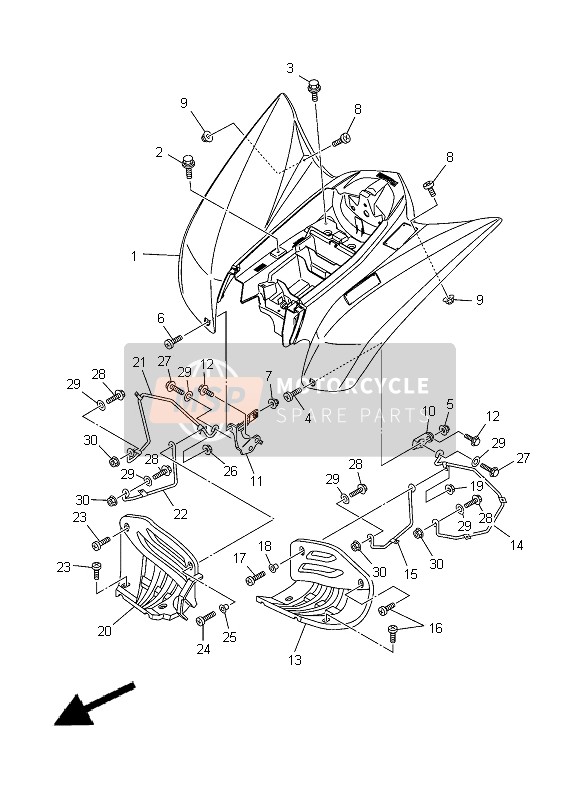 Yamaha YFM350 2013 Guardabarros trasero para un 2013 Yamaha YFM350