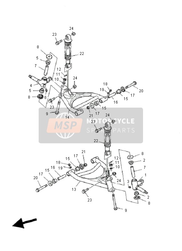 Yamaha YFM125 BREEZE 2002 Sospensioni anteriori & Ruota per un 2002 Yamaha YFM125 BREEZE