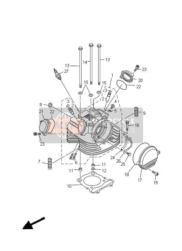 Yamaha YFM350R RAPTOR 2013 Cylinder Head for a 2013 Yamaha YFM350R RAPTOR