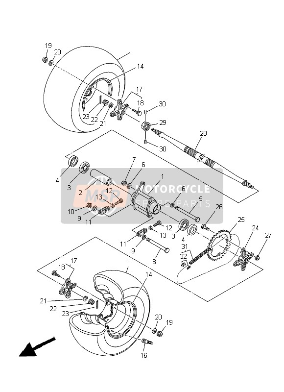 Yamaha YFM350R RAPTOR 2013 Rueda trasera para un 2013 Yamaha YFM350R RAPTOR