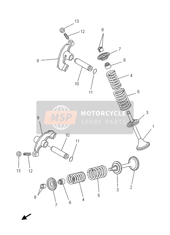 Yamaha YFM450FGPD GRIZZLY 4x4 2013 Valvola per un 2013 Yamaha YFM450FGPD GRIZZLY 4x4