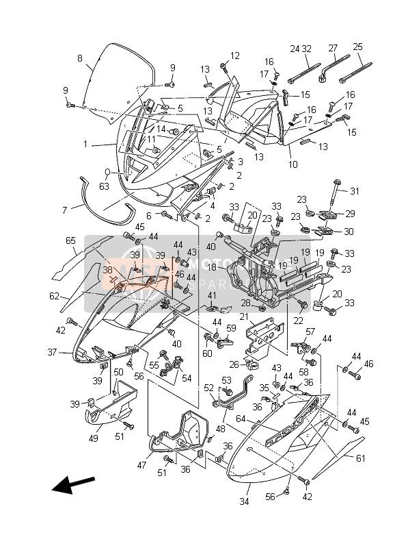 5PS283925000, Aufkleber, Verkleidung 2, Yamaha, 3