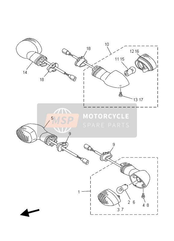 5PS833400100, Hinterer Blinker Kompl. 2, Yamaha, 0