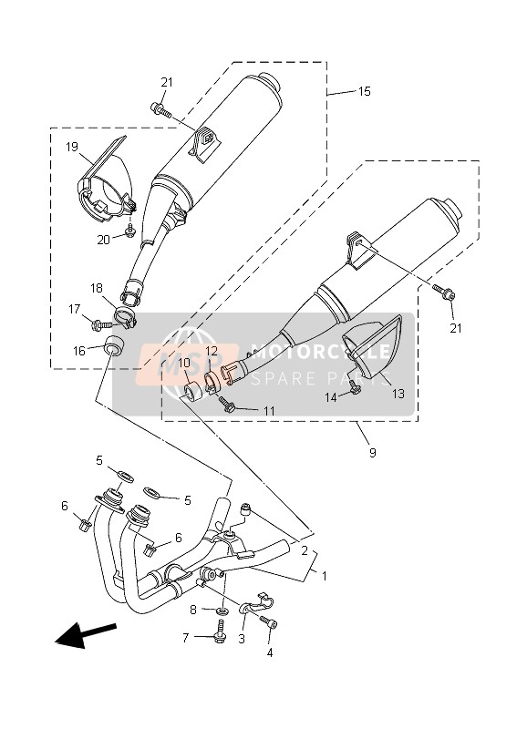 Yamaha TDM900A 2006 Exhaust for a 2006 Yamaha TDM900A