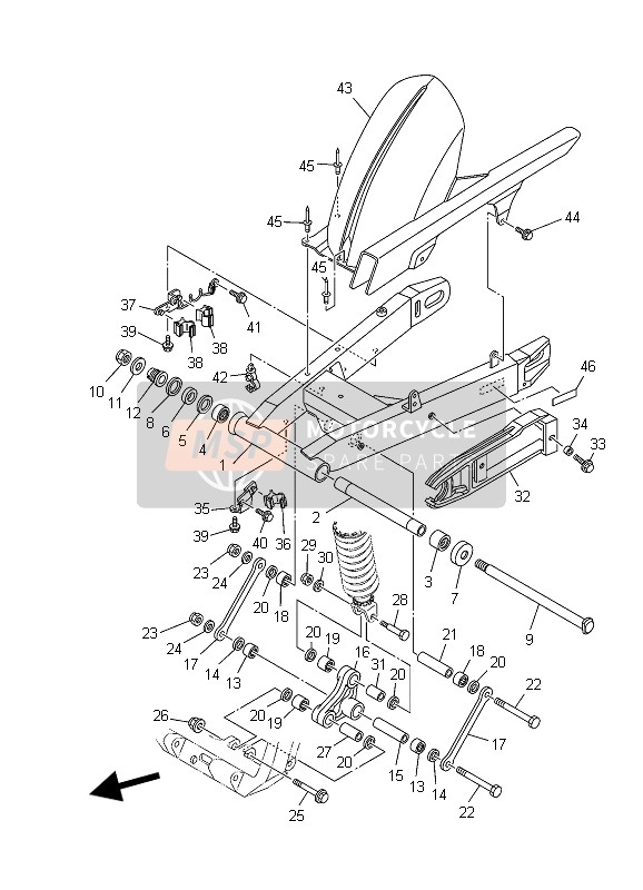 5PS216500000, Rear Fender Comp., Yamaha, 1