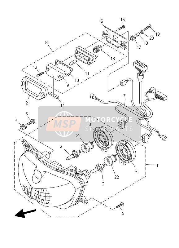 Yamaha TDM900A 2006 Headlight for a 2006 Yamaha TDM900A