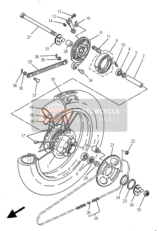 Yamaha SR125 1997 Rear Wheel for a 1997 Yamaha SR125