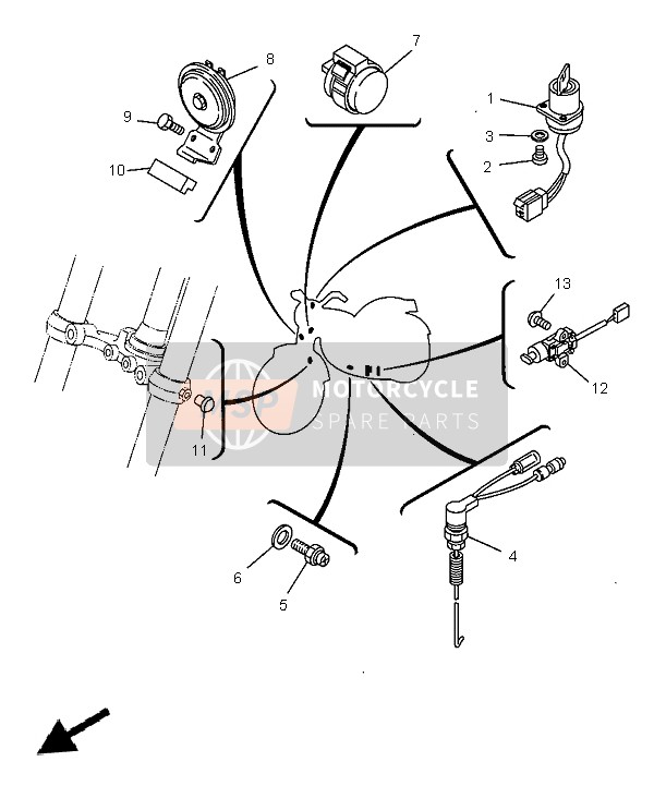 3LD825667000, Schalter Seitenstütze, Yamaha, 1