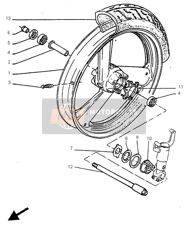 Yamaha SZR660 1997 Front Wheel for a 1997 Yamaha SZR660