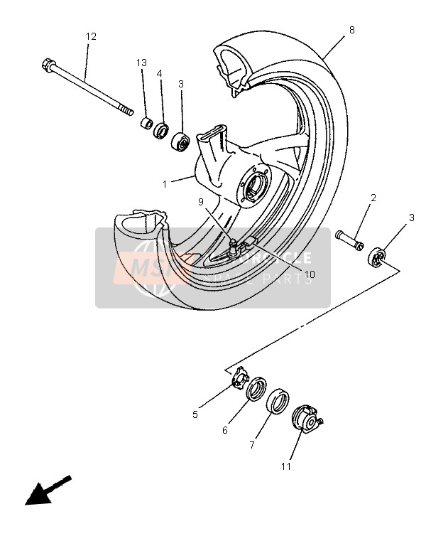 Yamaha TDM850 1997 Front Wheel for a 1997 Yamaha TDM850