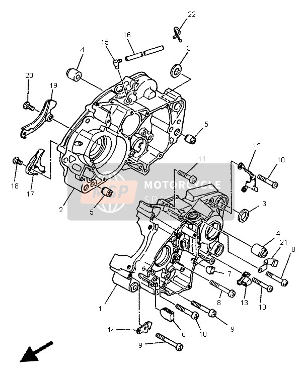 Yamaha TDR125 1997 Crankcase for a 1997 Yamaha TDR125