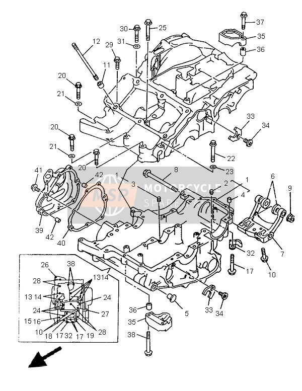 Yamaha TRX850 1997 Crankcase for a 1997 Yamaha TRX850