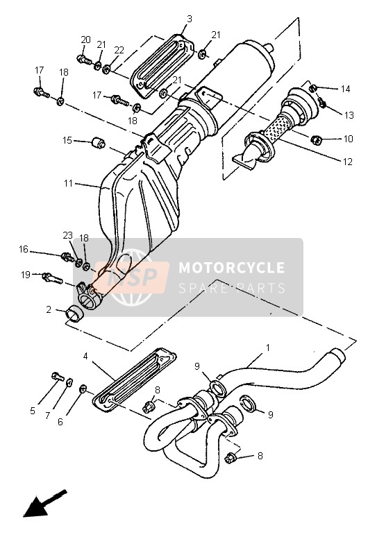 Yamaha TT600E 1997 Exhaust for a 1997 Yamaha TT600E