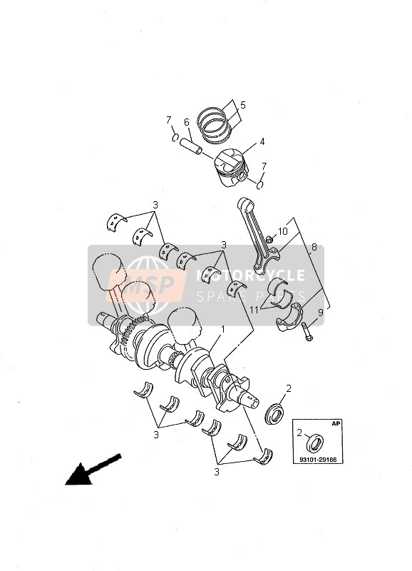 4TV114164000, Bronzina Banco         YZF600R, Yamaha, 1