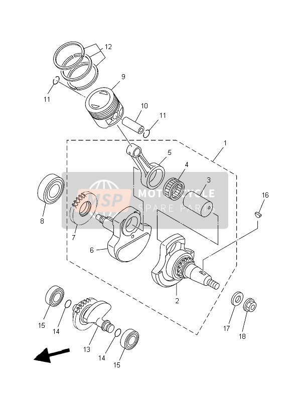 Yamaha XT125X 2006 Crankshaft & Piston for a 2006 Yamaha XT125X