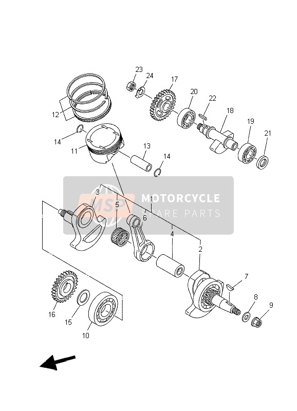 5VK116810100, Pin, Crank 1, Yamaha, 0