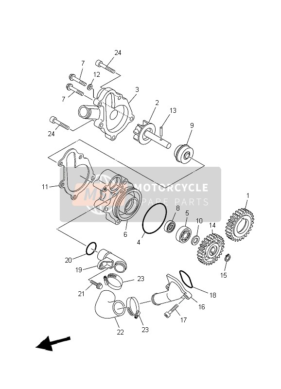 5VK124500000, Impeller Shaft Assy, Yamaha, 2