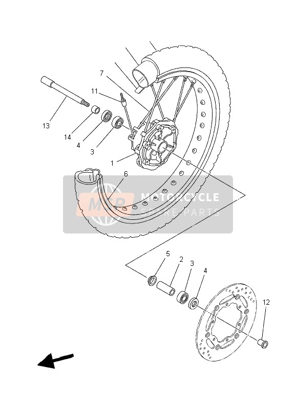 5VK251110000, Hub, Front, Yamaha, 0