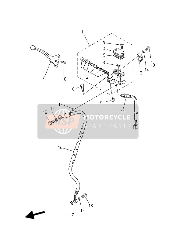 5VK2580A0000, Master Cylinder Sub Assy 2, Yamaha, 0