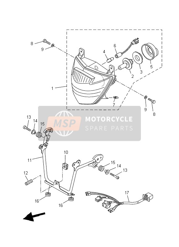 5VKH410A0200, Head Light Unit Assy, Yamaha, 0