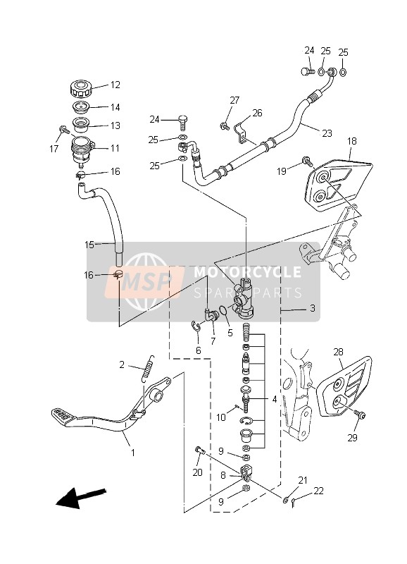 Yamaha XT660X 2006 Rear Master Cylinder for a 2006 Yamaha XT660X