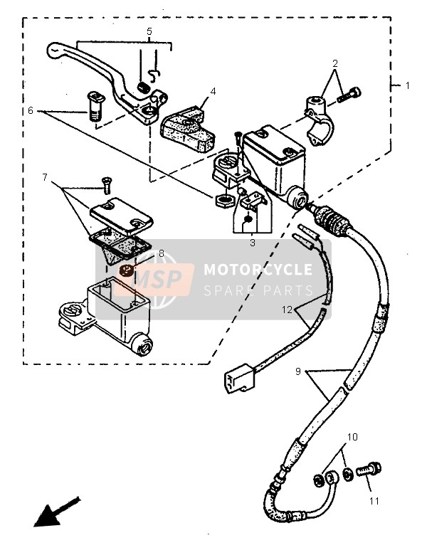 Yamaha TT600E 1997 Front Master Cylinder for a 1997 Yamaha TT600E