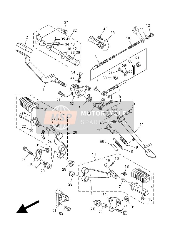 5JX273110000, Bequille,  Laterale, Yamaha, 2