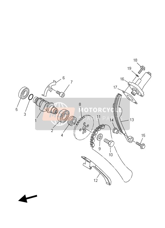 5VL122101000, Tensioner Assy, Cam Chain, Yamaha, 1